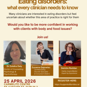 one day in person training for mental health professionals who want to learn more about eating disorders